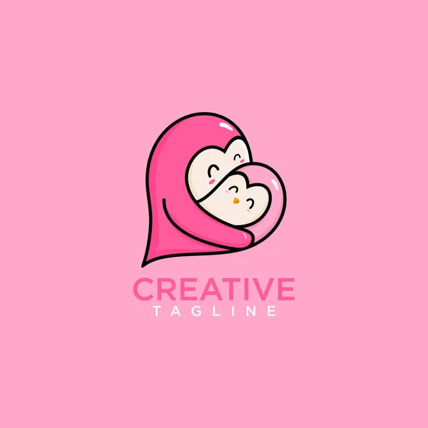 Kreativa Djur Penguin Mamma Logo Design Vektor — Stock vektor