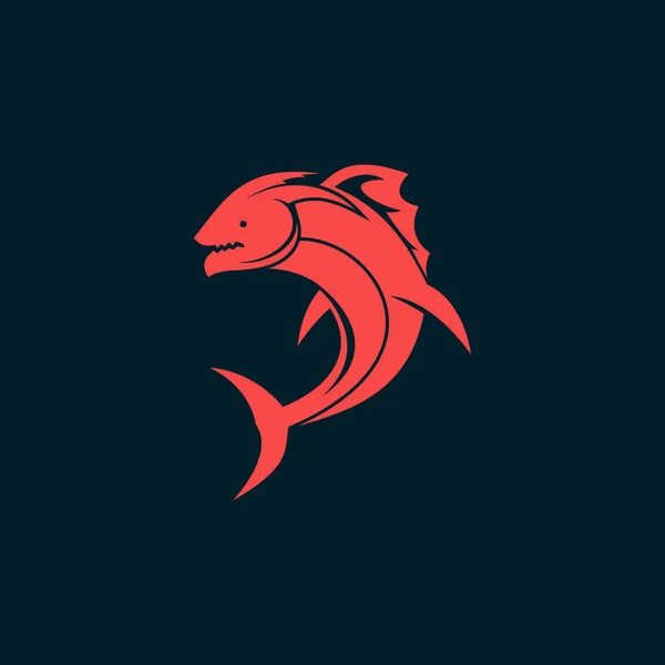 Kreatives Monster Fisch Logo Designvektorvorlage — Stockvektor