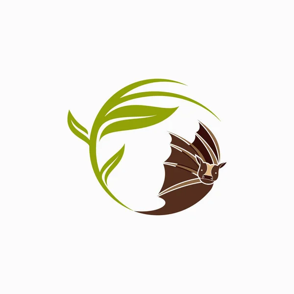 Logo Murciélago Volador Con Concepto Naturaleza — Archivo Imágenes Vectoriales