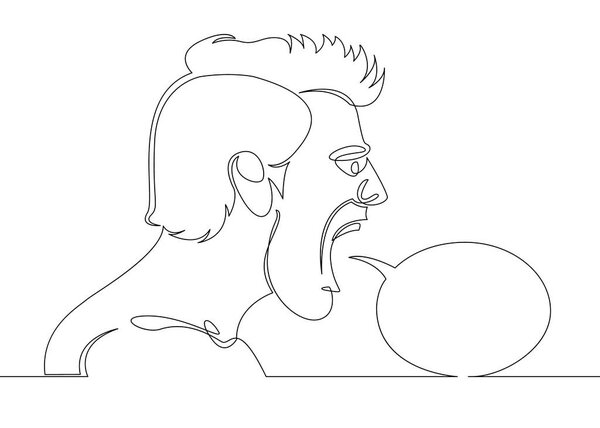 Одна сплошная прочерченная черта характера мужской головы.
