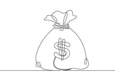Sürekli bir çizilmiş tek satır para çantası