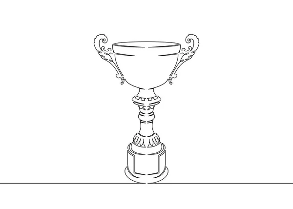 Sürekli bir çizilmiş tek çizgi Kupası kazanan — Stok Vektör