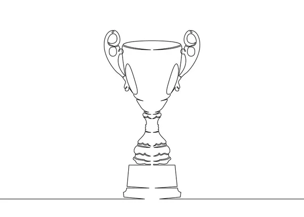 Kontinuální jeden nakreslený jeden řádek vítězný pohár — Stockový vektor