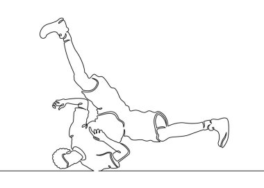 Sürekli bir boyalı tek satır dansçı breakdance taşımak