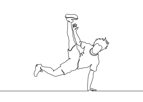 Kontinuální jedna malovaná jednořádkový tanečnice breakdance přesunout — Stockový vektor
