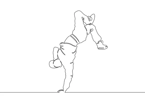 Continuelle une ligne peinte danseuse mouvement breakdance — Image vectorielle