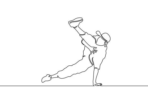 Movimiento continuo de breakdance de bailarina de una sola línea pintada — Vector de stock