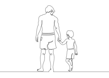 Sürekli bir tek bebek oğlu ile oynamak plaj baba çizgi çizmek