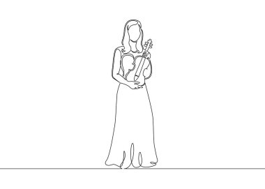 Sürekli bir çizilmiş tek satırlık bir müzisyen bir kemancı kadın tarafından oynanır