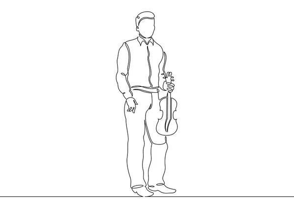 Συνεχής μία συντάσσονται μία γραμμή ενός μουσικού παίζεται από ένα αρσενικό βιολιστής — Διανυσματικό Αρχείο