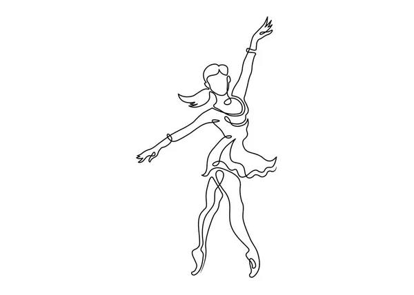 Een lijntekening of doorlopende lijn balletdanseres — Stockvector