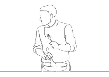 Sürekli çizim için tek satır şef yemek