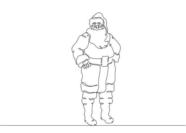 Uma linha única desenhada contínua Doodle personagem Papai Noel — Vetor de Stock