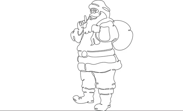 Ein kontinuierlich gezeichneter einzelner Strich Kritzelcharakter Weihnachtsmann — Stockvektor