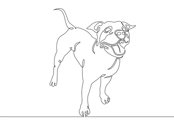 Un dibujo continuo de una sola línea de arte doodle bosquejo cachorro — Vector de stock