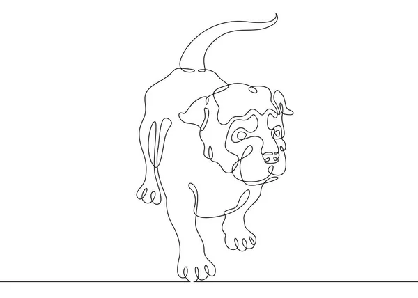 Un dibujo continuo de una sola línea de arte doodle bosquejo cachorro — Vector de stock