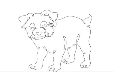 Bir sürekli çizilmiş tek sanat hattı doodle kroki köpek yavrusu
