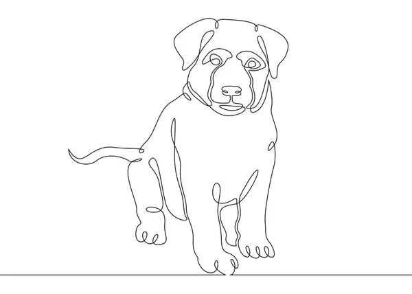 Un dibujo continuo de una sola línea de arte doodle bosquejo cachorro — Vector de stock