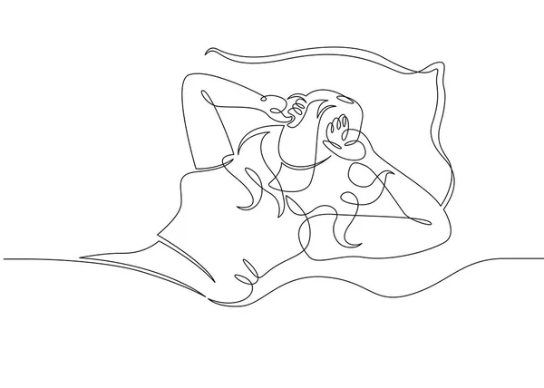 Un continuo disegnato singola linea d'arte scarabocchio schizzo personaggio ragazza — Vettoriale Stock