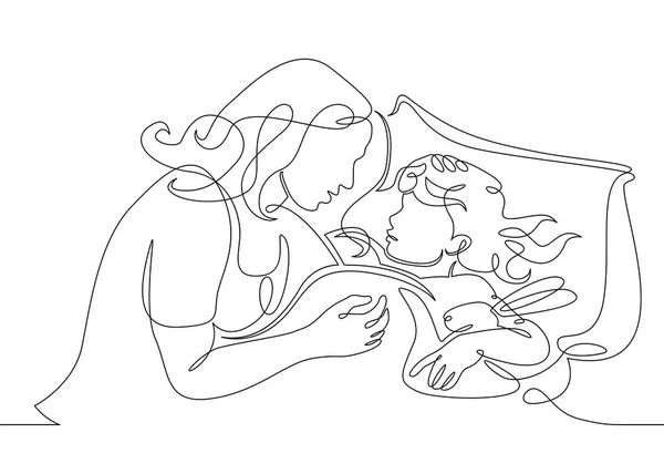 Un dibujo continuo de una sola línea de arte doodle sketch carácter madre — Vector de stock