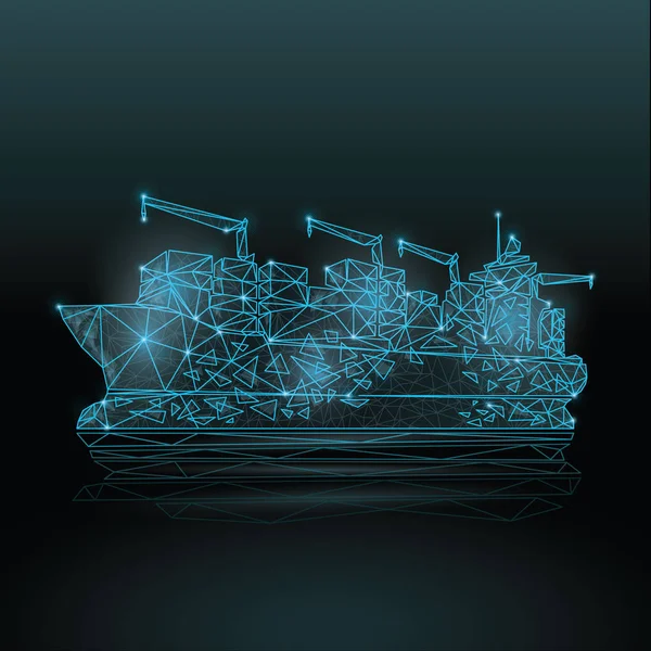 Transport de porte-conteneurs à faible maille poly — Image vectorielle