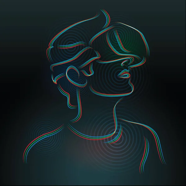 Персонаж в шлеме виртуальной реальности — стоковый вектор