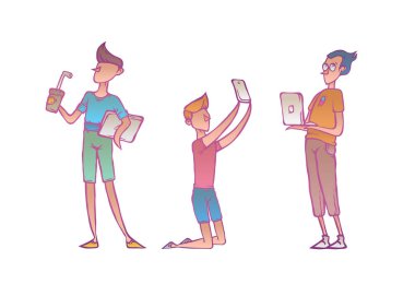  programcılar hipsters bir aygıt ile karakterler