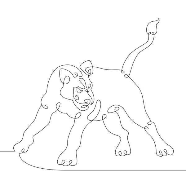 León leona dibujando una línea continua — Vector de stock