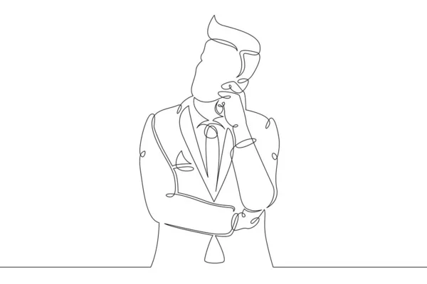 Ligne dessinée unique art doodle homme d'affaires pense — Image vectorielle