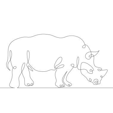 Sürekli bir çizgi el çizim gergedan gergedan