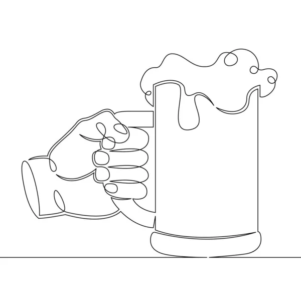 Hand hält einen Glaskrug mit Bierschaum — Stockvektor
