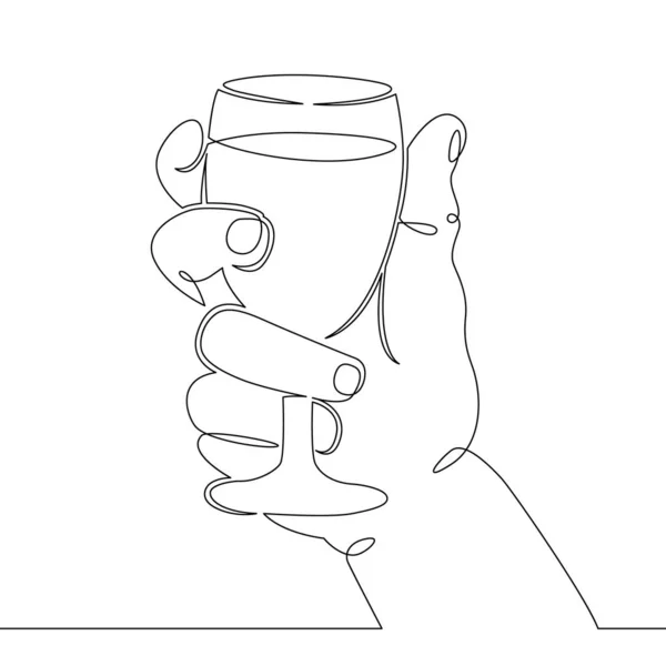 Hand met een glas wijn — Stockvector