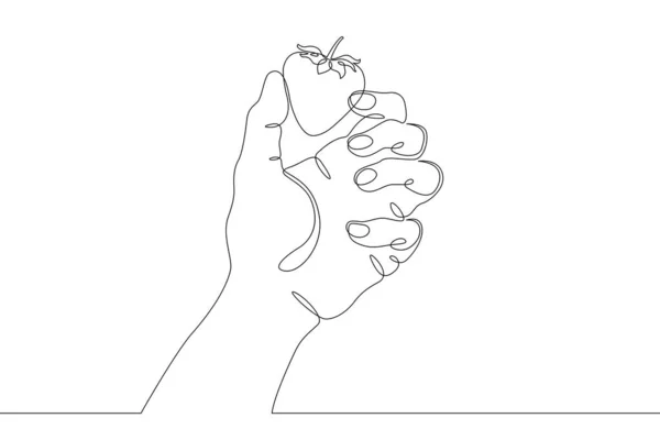 Hand arm vinger object gebaar teken Palm vuist aardbei — Stockvector