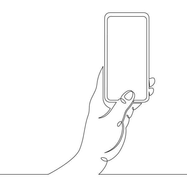 Linea telefono palmo della mano dispositivo — Vettoriale Stock