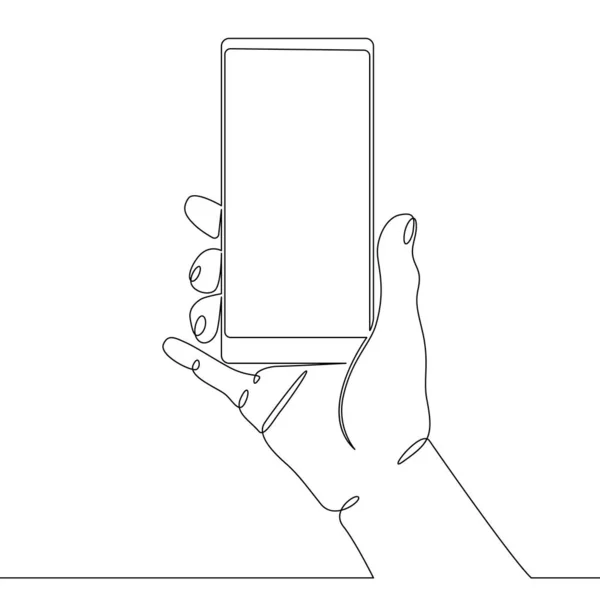 Linea telefono palmo della mano dispositivo — Vettoriale Stock