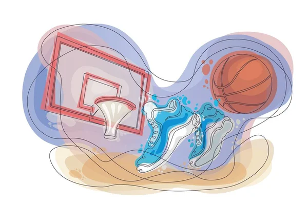 抽象化波有機フォームグラデーションバスケットボールセット — ストックベクタ