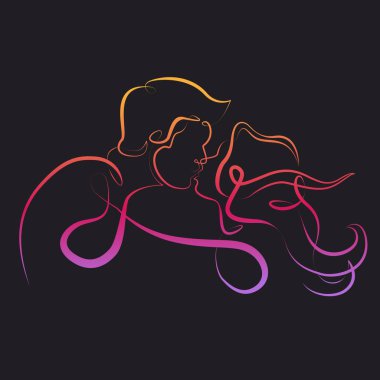  sürekli tek çizilmiş çizgi sanat doodle kıvırmak sevgi dolu öpüşme çift
