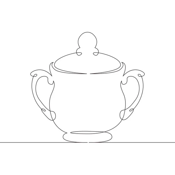 Kontinuerlig enda dragen linje konst Doodle Sugar Bowl — Stock vektor