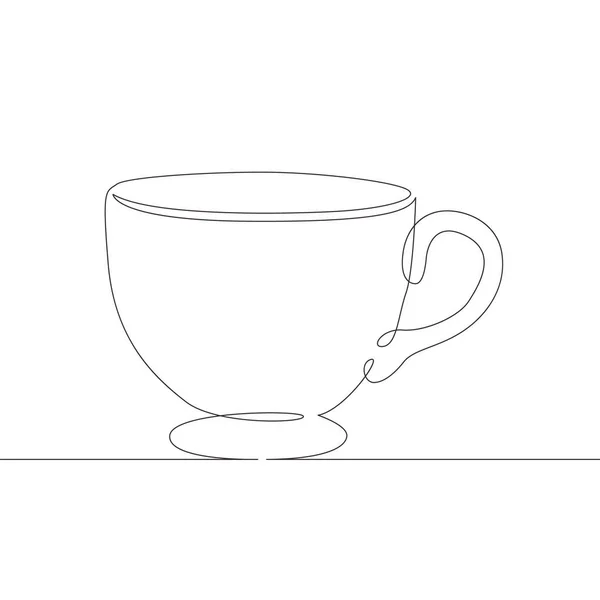 Línea dibujada única continua arte doodle té, taza, café — Archivo Imágenes Vectoriales