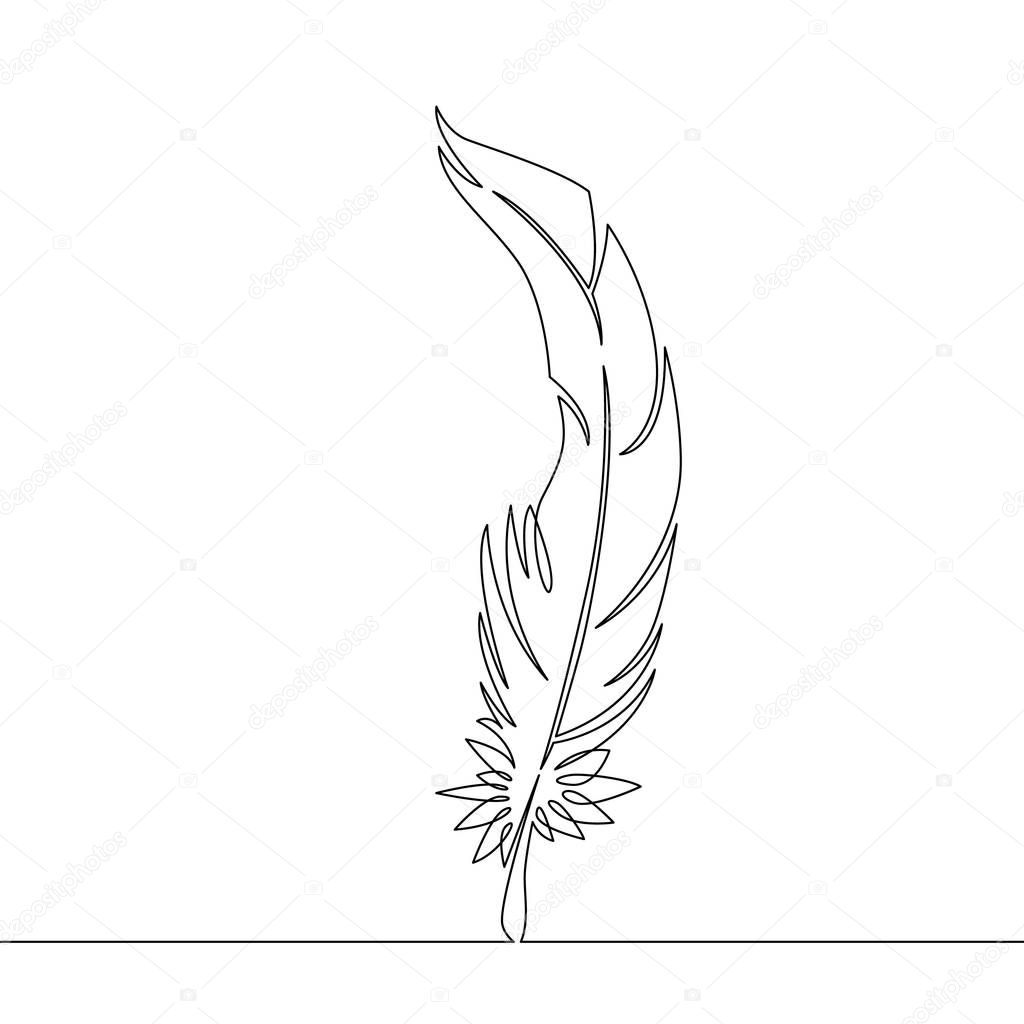 continuous single drawn line art doodle feather, bird