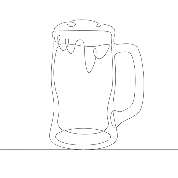 Ununterbrochene Linie Kunst Doodle Bier — Stockvektor