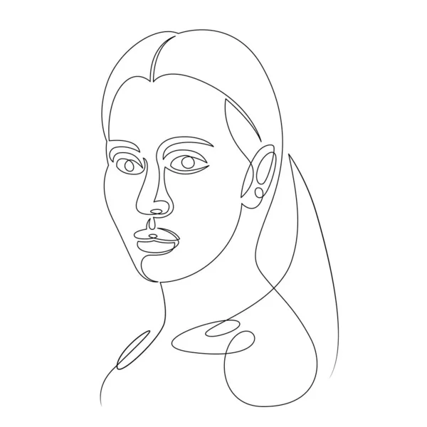 Retrato de línea de arte dibujado único continuo — Vector de stock