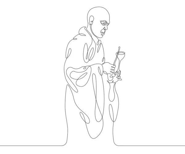 Biksu Buddha melakukan ritual - Stok Vektor