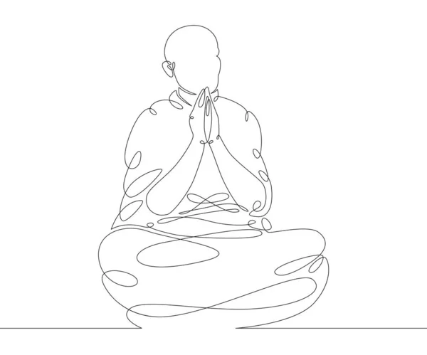 Monge budista rezar — Vetor de Stock