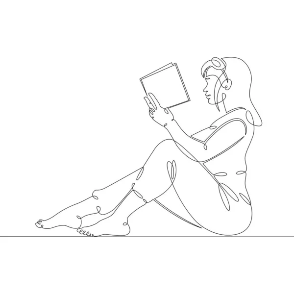Kvinnlig karaktär läser en bok. Begreppet utbildning. — Stockfoto