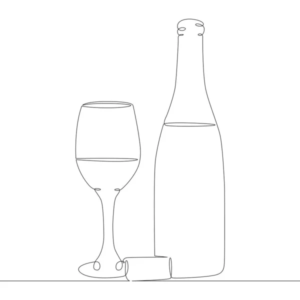 Garrafa de vinho com um copo — Fotografia de Stock