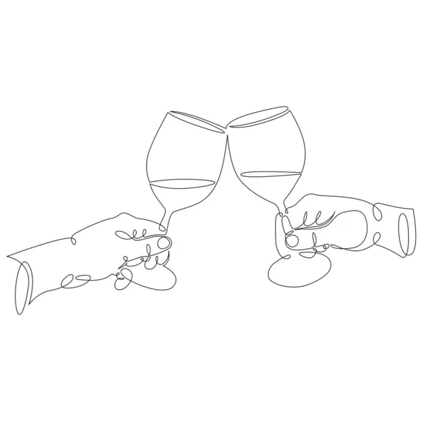 Deux mains avec des verres de vin — Image vectorielle