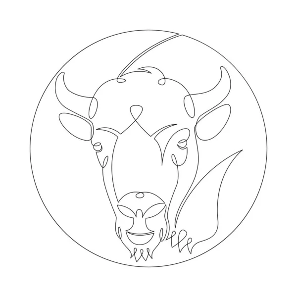 野牛,野牛,野牛,野牛,公牛的头像 — 图库矢量图片