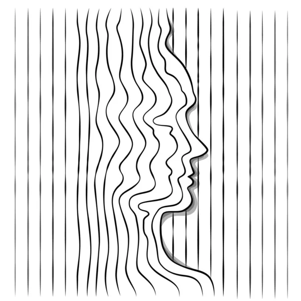 Perfil femenino cabeza retrato silueta contorno — Vector de stock