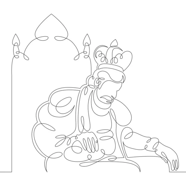 王冠上的国王坐在王座上 — 图库矢量图片